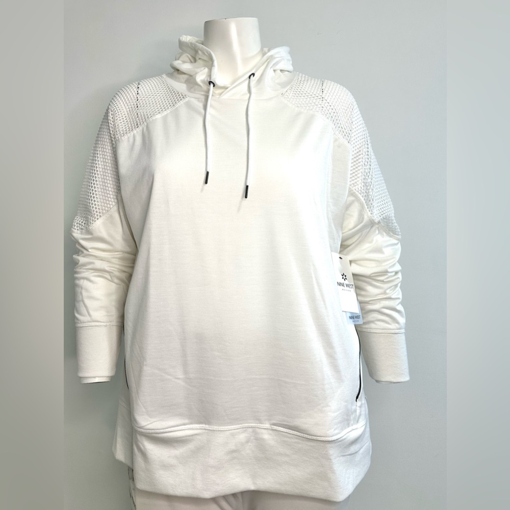 Nine West White Active Hoodie with Mesh Sleeves Size 2X NWT